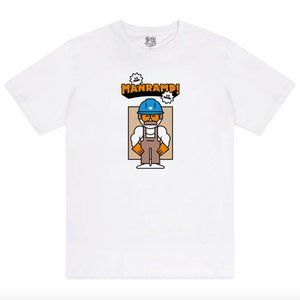 ✨NEW✨ WORBLE Man Ramp! White T-Shirt White Skateboarding Tee Cotton T-shirt